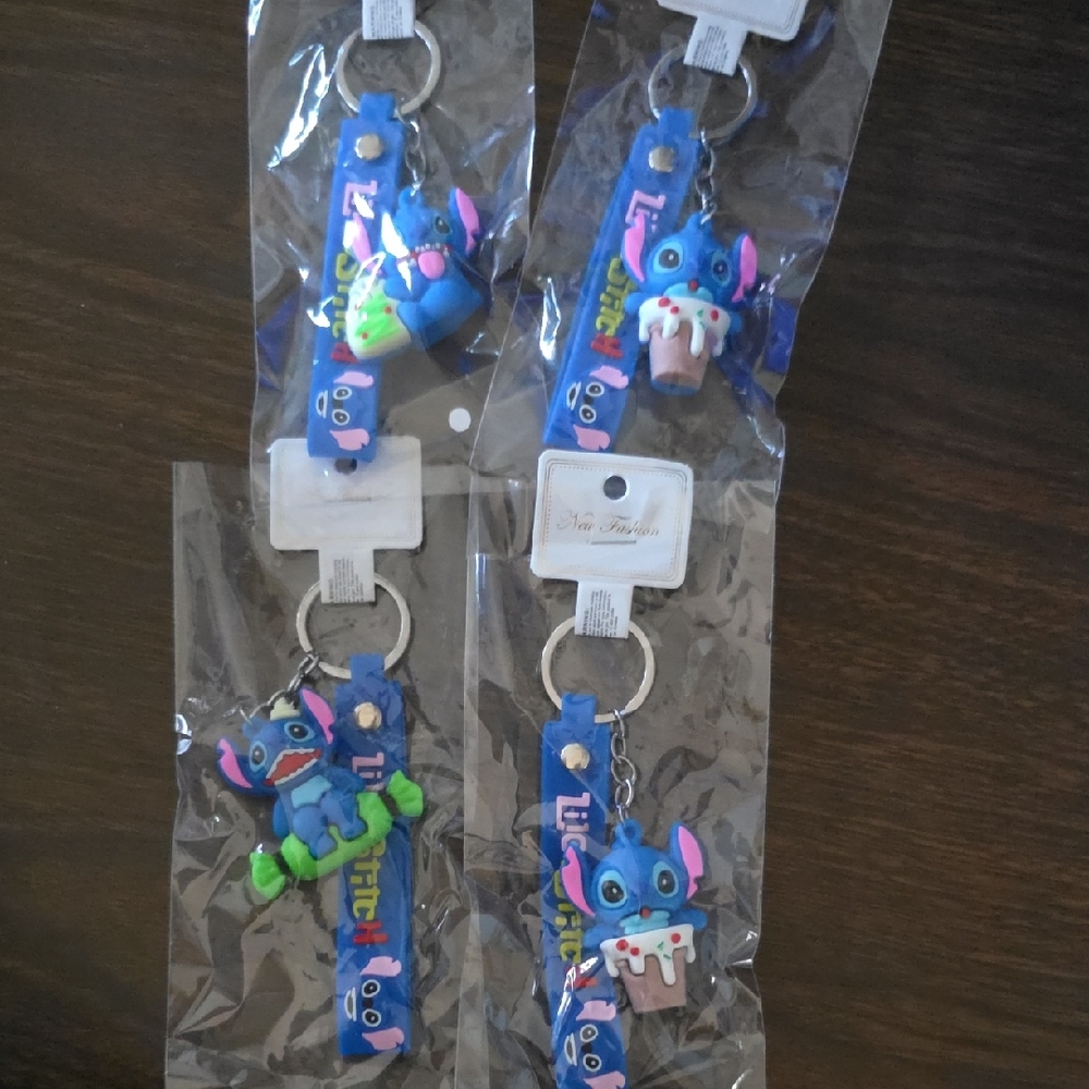 Stitch Keychain Set with Blue and Pink Accents